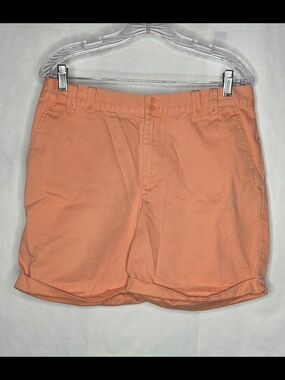 Ralph Lauren Coral-Orange Flat-Front Cotton Shorts